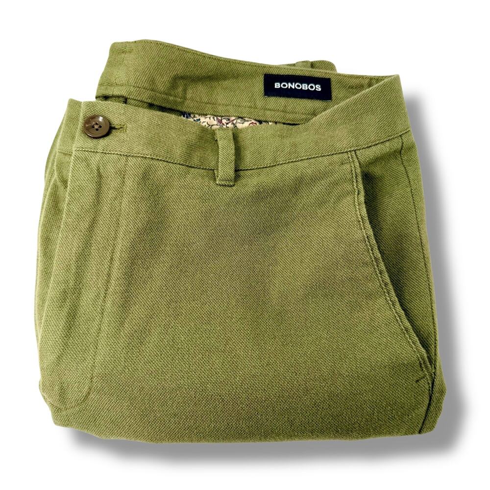 Bonobos Tailored Fit Pants Mens 34x28 Olive Green Floral Lined Preppy Menswear